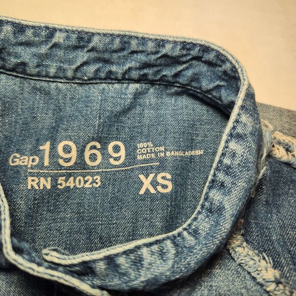 Gap 1969 Jean Western Shirt Ls  Full Pearl Snaps XS - Picture 3 of 3